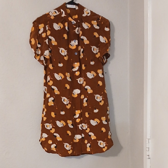 Equipment Floral Mini Dress in‎ Rust and Cream - Picture 3 of 11